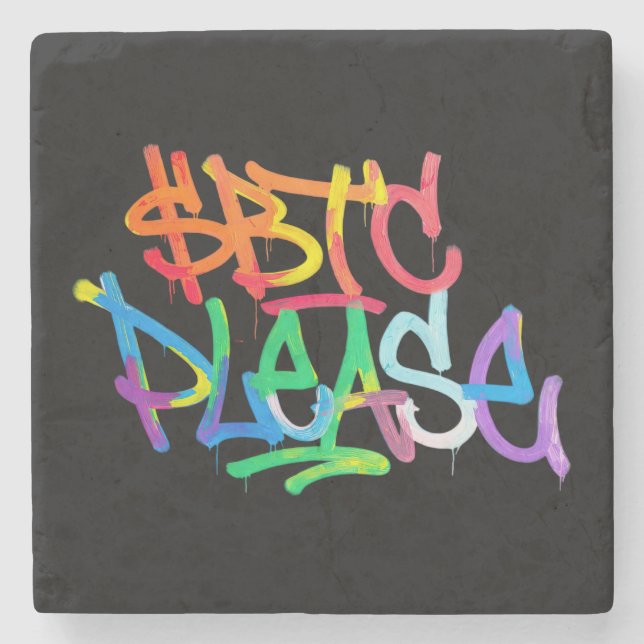 Dessous-de-verre En Pierre "$BTC S'il vous plaît" (Style 2) (Devant)