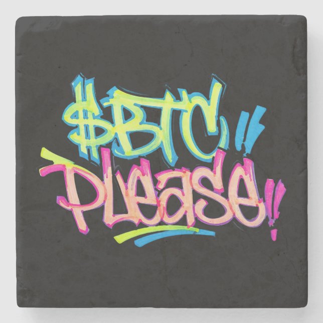 Dessous-de-verre En Pierre "$BTC S'il vous plaît" (Style 3) (Devant)