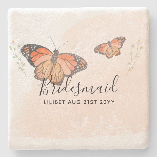 Dessous-de-verre En Pierre BUDGET Bridesmaid Parti de mariage Dons BUTTERFLIT (Devant)