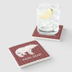 Dessous-de-verre En Pierre Buffalo Plaid Dessous de verre - Papa Bear