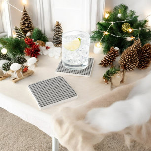 Dessous-de-verre En Pierre Buffle gris noir Plaid Holiday