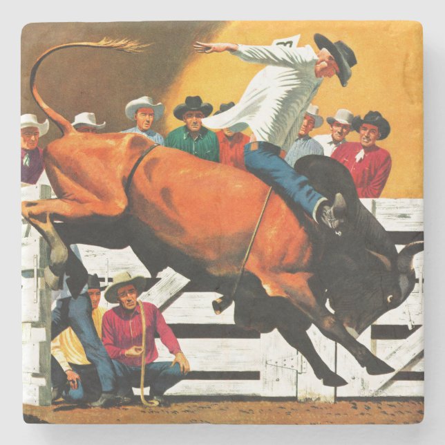 Dessous-de-verre En Pierre Bull Riding par Fred Ludekens (Devant)