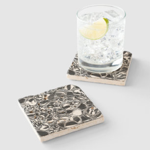 Dessous-de-verre En Pierre Bulles d'argent avec ton en verre ou en métal
