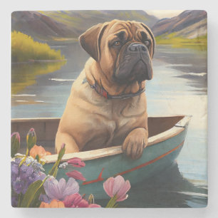 Dessous-de-verre En Pierre Bullmastiff sur une pagaie : une aventure Pittores