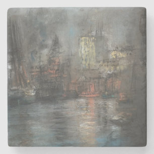 Dessous-de-verre En Pierre Busy Harbour (par Glenn Cooper Henshaw)