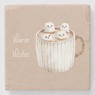 Dessous-de-verre En Pierre Cacao Souhaits Chauds Mug Brun Marshmallows