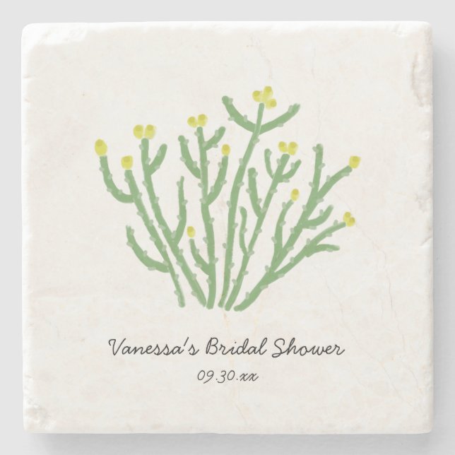 Dessous-de-verre En Pierre Cactus Fleur Jaune Cholla Shower Nuptial (Devant)