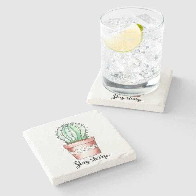 Dessous-de-verre En Pierre Cactus Restez Vif (Côté)