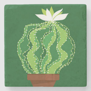 Dessous-de-verre En Pierre Cactus vert : motif abstrait naturel.