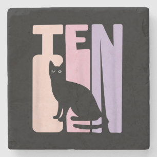 Dessous-de-verre En Pierre Cadeau 10e anniversaire Ventilateur de chats mig