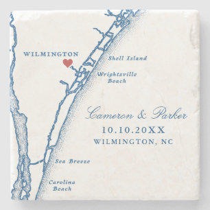 Dessous-de-verre En Pierre Cadeau de mariage Airlie Gardens bleu marine Carte