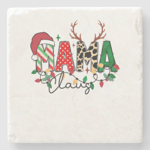 Dessous-de-verre En Pierre Cadeau de Noël Mama Claus avec enfants