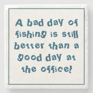 Dessous-de-verre En Pierre Cadeau de pêcheur avec citation de pêche