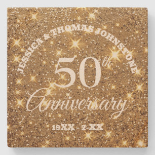 Dessous-de-verre En Pierre Cadeau du 50e anniversaire du Mariage personnalisé