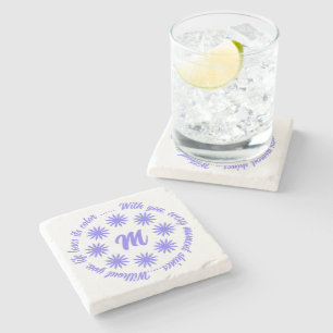 DESSOUS-DE-VERRE EN PIERRE CADEAU FLEUR MODERNE DE MAMAN PAPA SOEUR FILS PATR