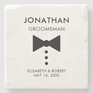 Dessous-de-verre En Pierre Cadeau Groomsman personnalisé Mariage Tuxedo moder