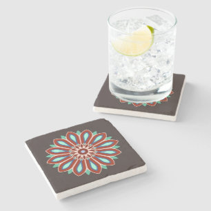 DESSOUS-DE-VERRE EN PIERRE CADEAU MODERNE FLEUR DE MAMAN PAPA SŒUR FILS PATRO