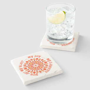 DESSOUS-DE-VERRE EN PIERRE CADEAU MODERNE FLEUR DE MAMAN PAPA SŒUR FILS PATRO
