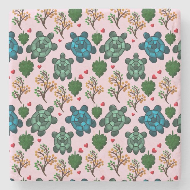 Dessous-de-verre En Pierre Cadeau pour amateur de tortues marines, motif de t (Devant)