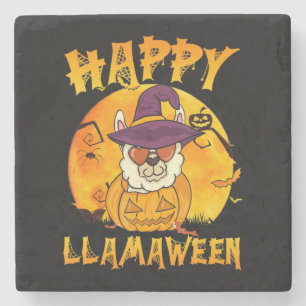 Dessous-de-verre En Pierre Cadeau Spider Joyeux Llamaween Llama sorcière Sp