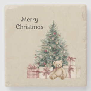 Dessous-de-verre En Pierre Cadeaux de sapin de Noël Ours en peluche