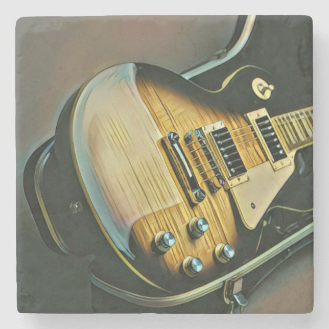Dessous-de-verre En Pierre Cadeaux pour guitariste (Devant)