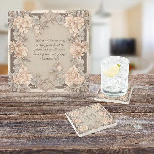 Dessous-de-verre En Pierre Cadre de verset biblique floral pêche moka 