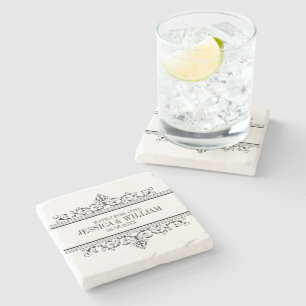 Dessous-de-verre En Pierre Cadre Vintage Noir Heureusement Jamais Après