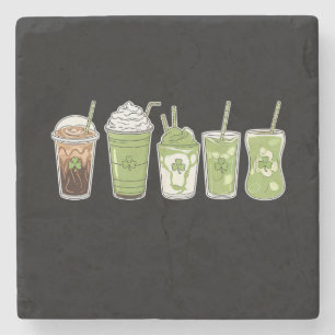 Dessous-de-verre En Pierre Café Latte Vert Mignon Irlandais St Patrick's Day