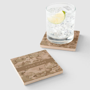 Dessous-de-verre En Pierre Cailloux du Camouflage du désert, Votre nom, Perso