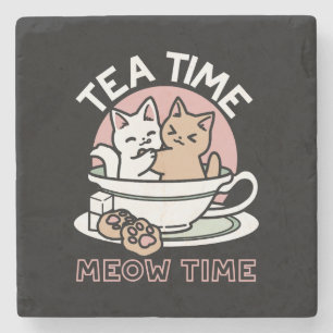 Dessous-de-verre En Pierre Câlins de chatons dans une tasse - Thé adorable