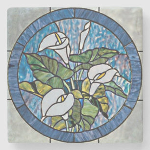 Dessous-de-verre En Pierre Calla Lilies Stain Glass Look