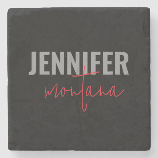Dessous-de-verre En Pierre Calligraphie Elegant Plain Ajouter son propre nom