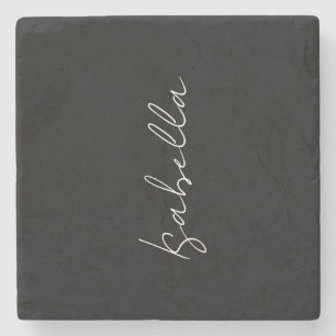Dessous-de-verre En Pierre Calligraphie Noir Blanc Plaine Créative Nom modern