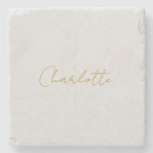 Dessous-de-verre En Pierre Calligraphie or couleur gris Personnalisé Edition