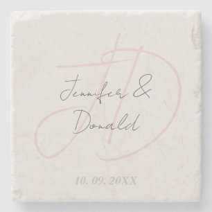 Dessous-de-verre En Pierre Calligraphie tendance monogramme de script classiq