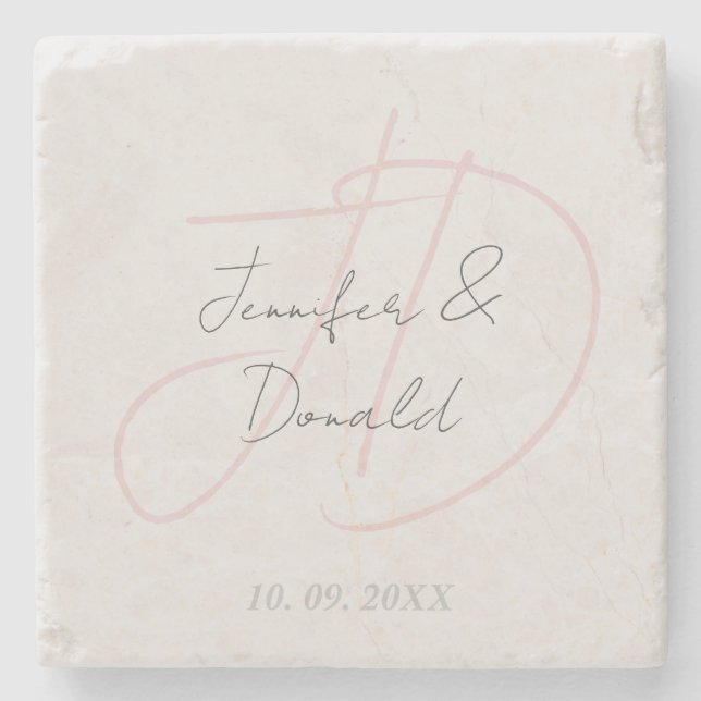 Dessous-de-verre En Pierre Calligraphie tendance monogramme de script classiq (Devant)