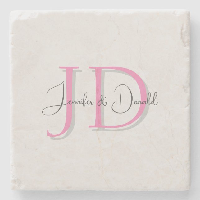 Dessous-de-verre En Pierre Calligraphie tendance monogramme de script classiq (Devant)