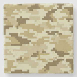 Dessous-de-verre En Pierre Camouflage 8 bits pour désert numérique / Camo