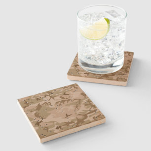 Dessous-de-verre En Pierre Camouflage Désert Avec Galets, Militaire, Armée