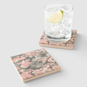Dessous-de-verre En Pierre Camouflage rose et gris, Militaire, Armée