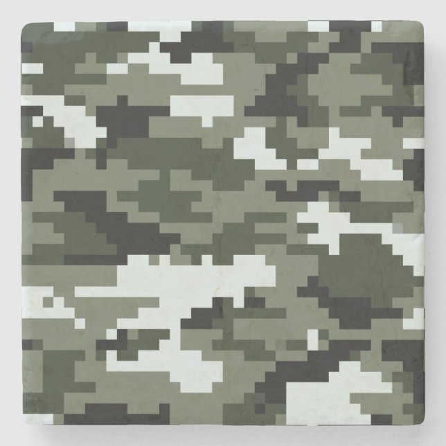 Dessous-de-verre En Pierre Camouflage urbain numérique à 8 bits / Camo (Devant)