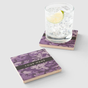 Dessous-de-verre En Pierre Camouflage Violet Personnalisez votre nom