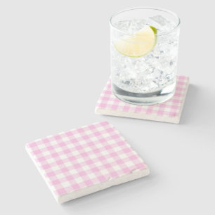 Dessous-de-verre En Pierre Campagne Cottage Plaid Rose 