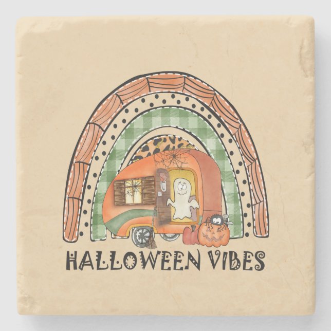 Dessous-de-verre En Pierre Camper/remorque Rainbow Halloween Vibes (Devant)