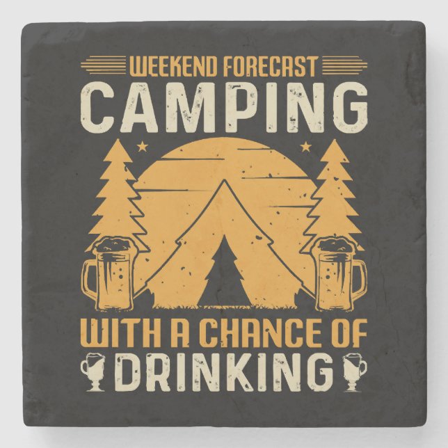 Dessous-de-verre En Pierre Camping et boisson (Devant)