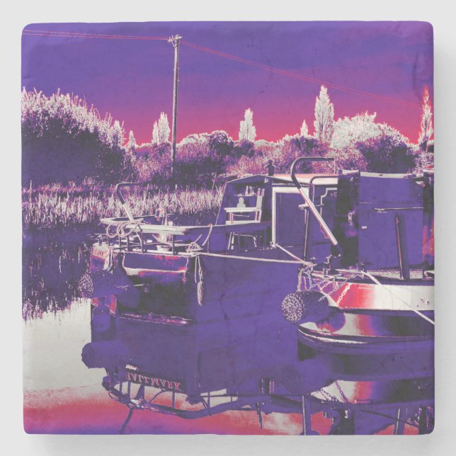 DESSOUS-DE-VERRE EN PIERRE CANAL NARROWBOATS (Devant)