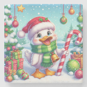 Dessous-de-verre En Pierre Canard de Noël coloré mignon