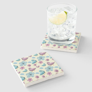 Dessous-de-verre En Pierre Canard Mignon Motif Floral Esthétique Pastel Kawai