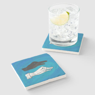 Dessous-de-verre En Pierre Canard noir sur bleu